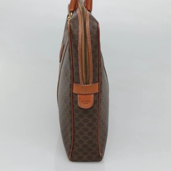CELINE Macadam Canvas Hand Bag PVC Leather Brown Gold - Picture 5 of 15